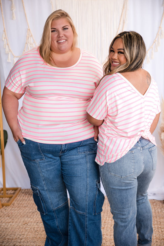 Bubblegum Stripes Open Back Top