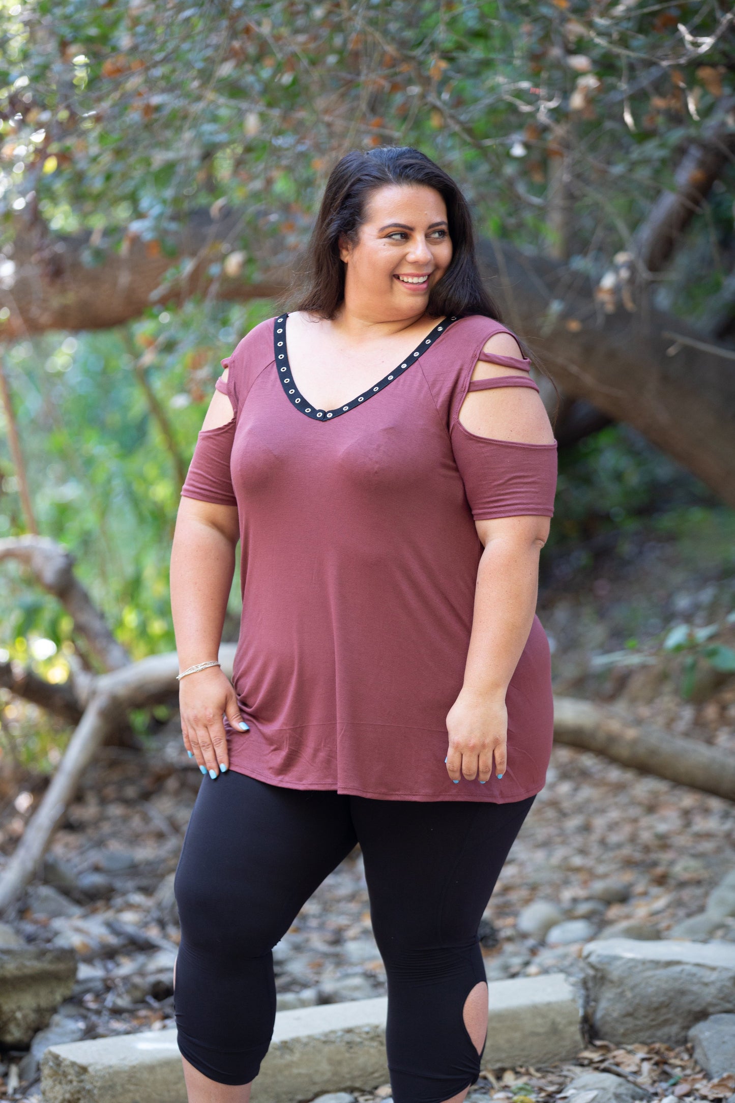 Striking Lattice Top in Marsala