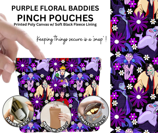 Preorder! Closes 12/5. ETA Feb. Purple Floral Baddies Pinch Pouches in 3 Sizes