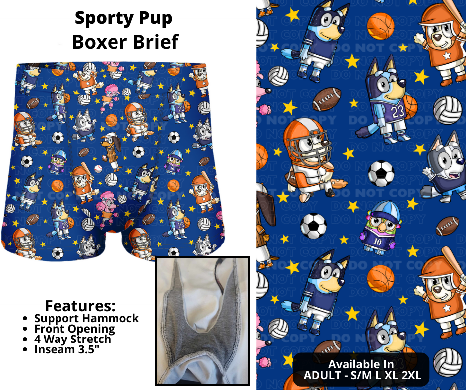 Preorder! Closes 12/12. ETA Feb. Sporty Pup Boxer Briefs