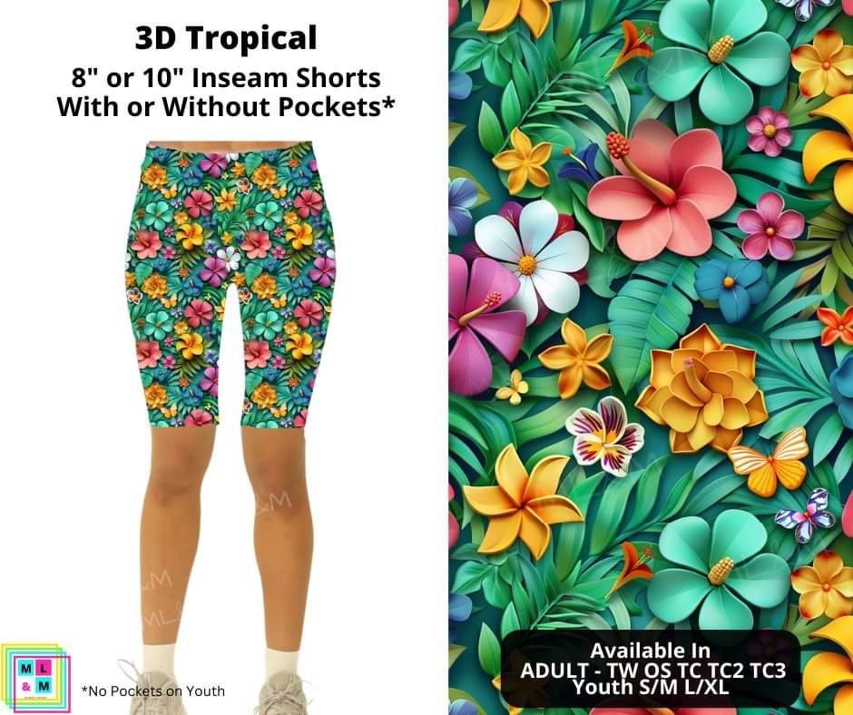 3D Tropical Memories Shorts w/ Pockets