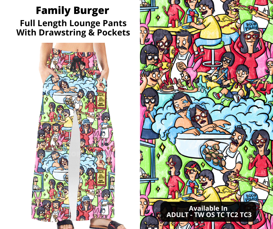 Preorder! Closes 12/2. ETA Feb. Family Burger Full Length Lounge Pants