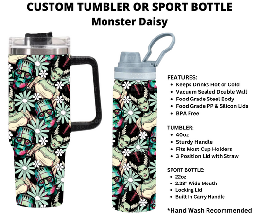 Monster Daisy Custom Tumbler or Sport Bottle