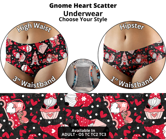 Preorder! Closes 12/12. ETA Feb. Gnome Heart Scatter Hipster & High Waist Underwear