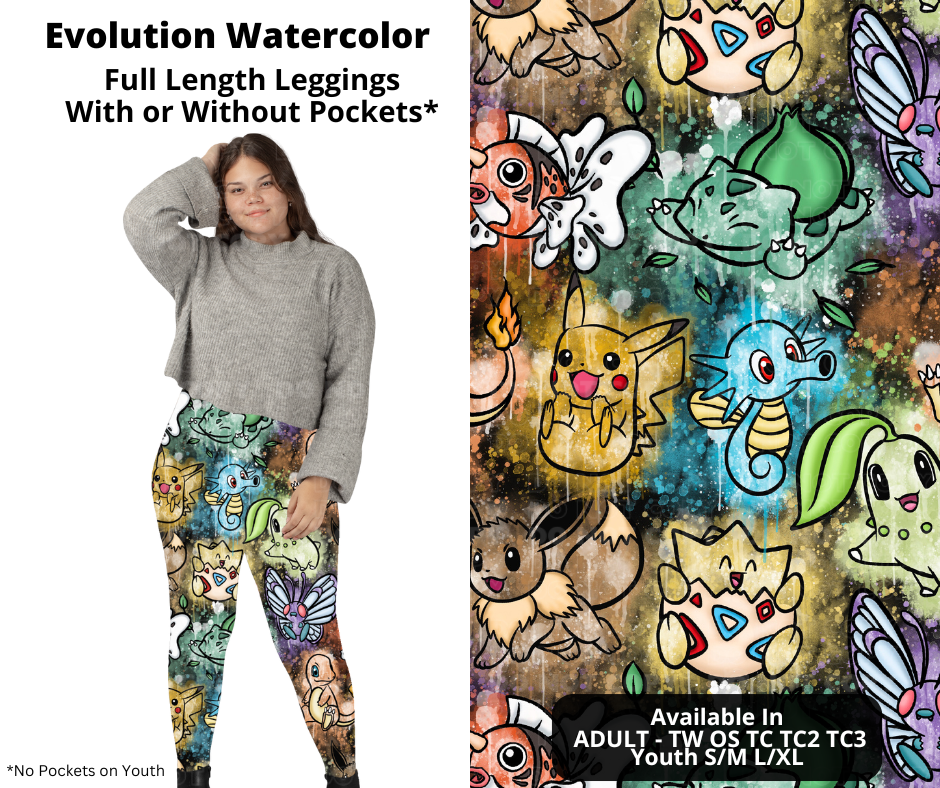 Preorder! Closes 12/2. ETA Feb. Evolution Watercolor Full Length Leggings w/wo Pockets