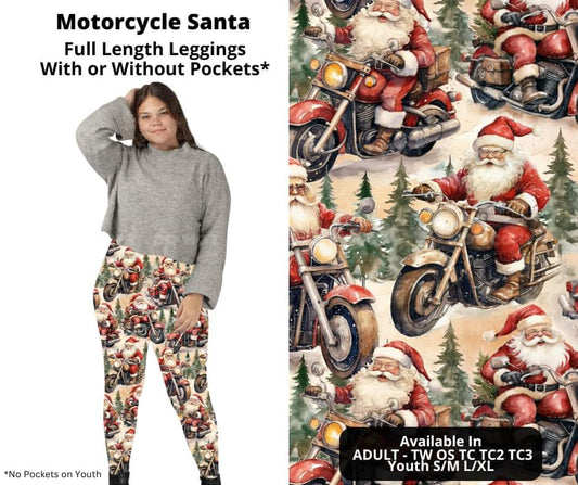 Motorcycle Santa Full Length Leggings w/ Pockets