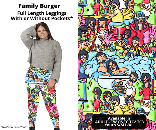 Preorder! Closes 12/2. ETA Feb. Family Burger Full Length Leggings w/wo Pockets