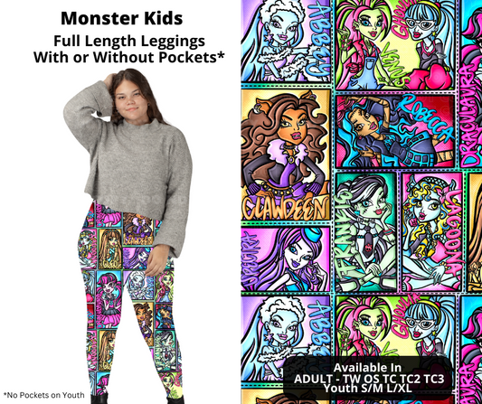 Preorder! Closes 12/2. ETA Feb. Monster Kids Full Length Leggings w/wo Pockets