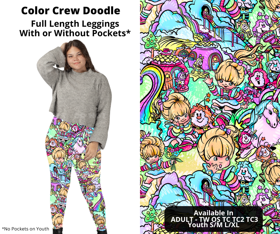 Preorder! Closes 12/2. ETA Feb. Color Crew Doodle Full Length Leggings w/wo Pockets