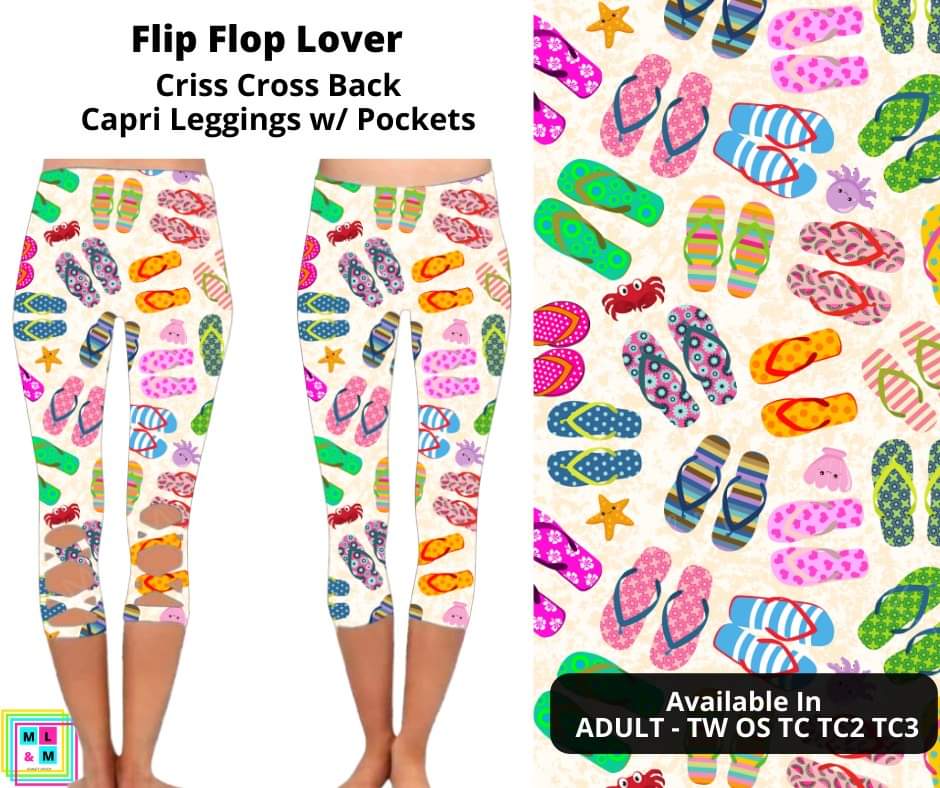 Flip Flop Lover Criss Cross Capri w/ Pockets