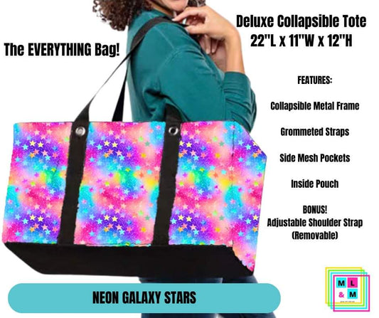 Neon Galaxy Stars Collapsible Tote