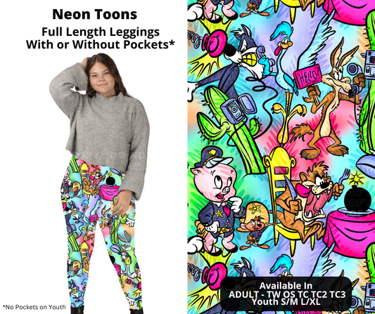 Preorder! Closes 12/2. ETA Feb. Neon Toons Full Length Leggings w/wo Pockets