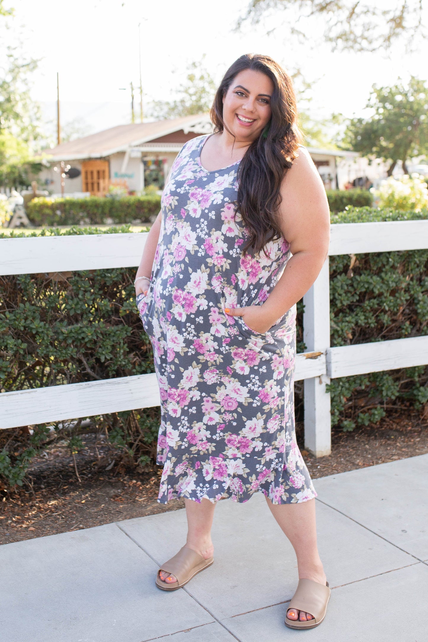 Dusty Floral Midi Dress