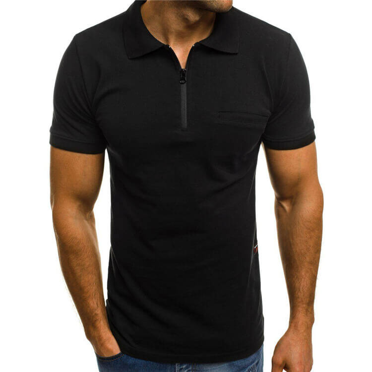 Zipper Lapel Loose Polo Shirt