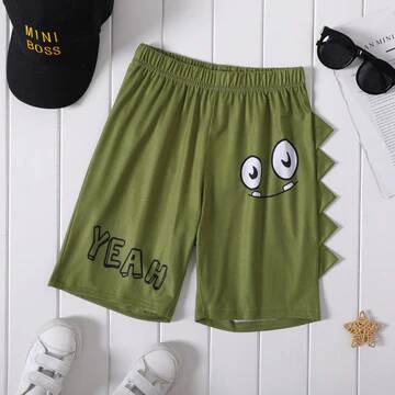 Dinosaur Spike Design Elasticized Shorts