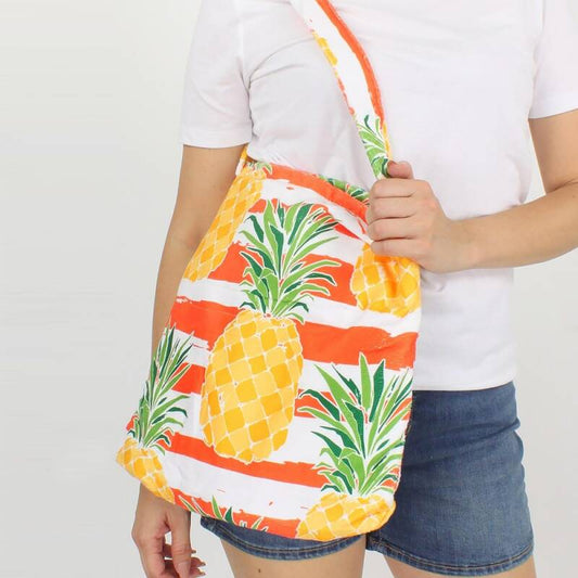 Striped pineapple beach towel/bag