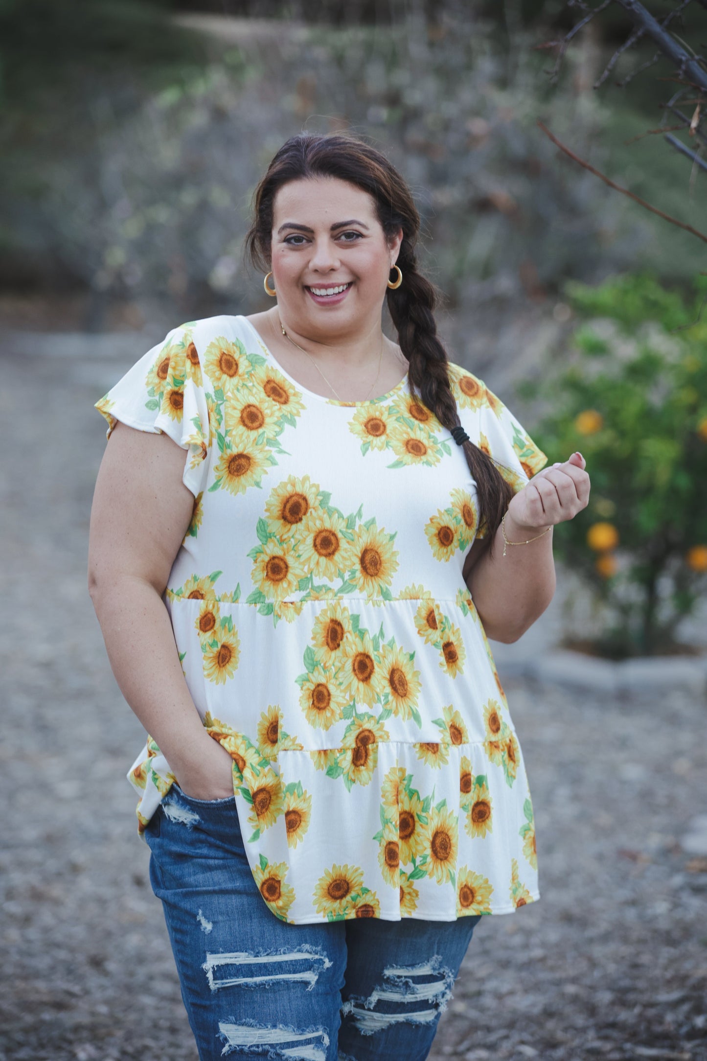 Sunflower Fields Tiered Tunic