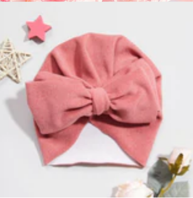 Baby / Toddler Solid Bowknot Hat — Dark Pink