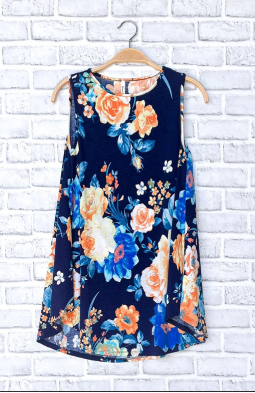 NAVY FLORAL TANK