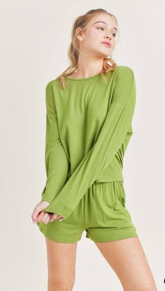 Long sleeve and shorts Loungwear set