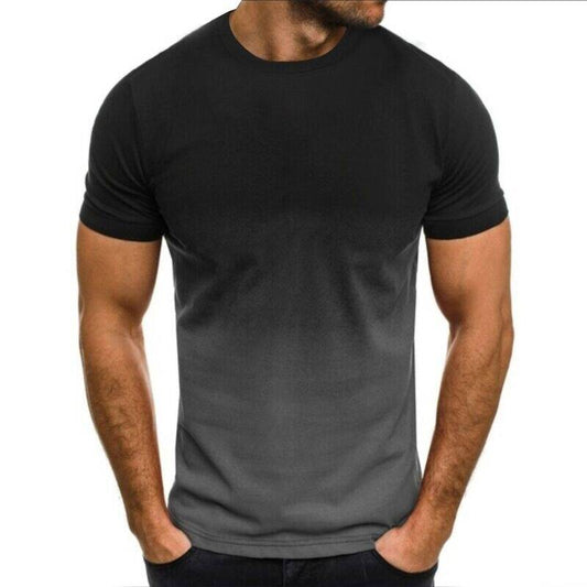 Casual Short Sleeve Round Neck Gradient Loose T-Shirt