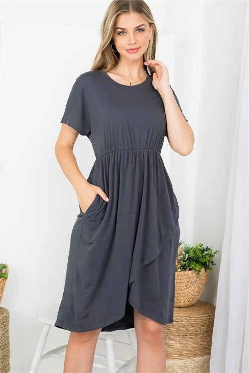 CINCH WAIST TULIP HEM DRESS