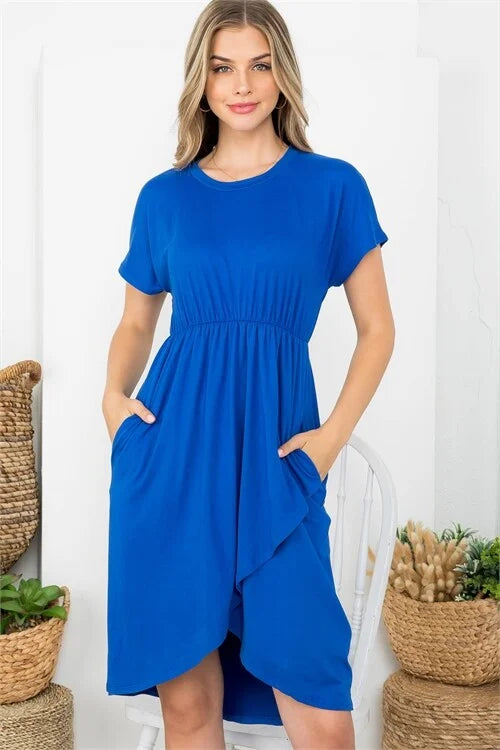 CINCH WAIST TULIP HEM DRESS