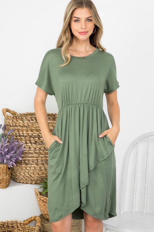 CINCH WAIST TULIP HEM DRESS