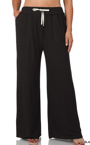 PLUS SOFT F/TERRY REVERSE CONTRAST STITCH PANTS