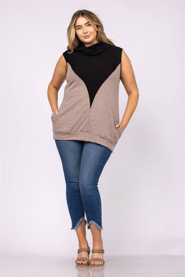 COWL NECK SLEEVELESS TOP