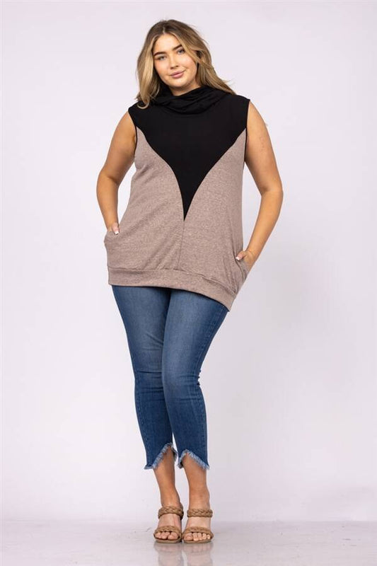 COWL NECK SLEEVELESS TOP